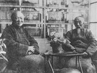 近代粥集文会创始人吴稚晖（左）、丁福保（右）。