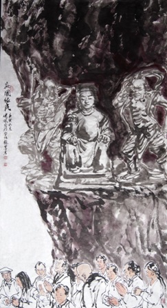 唐健風作天上聖母庇國佑民